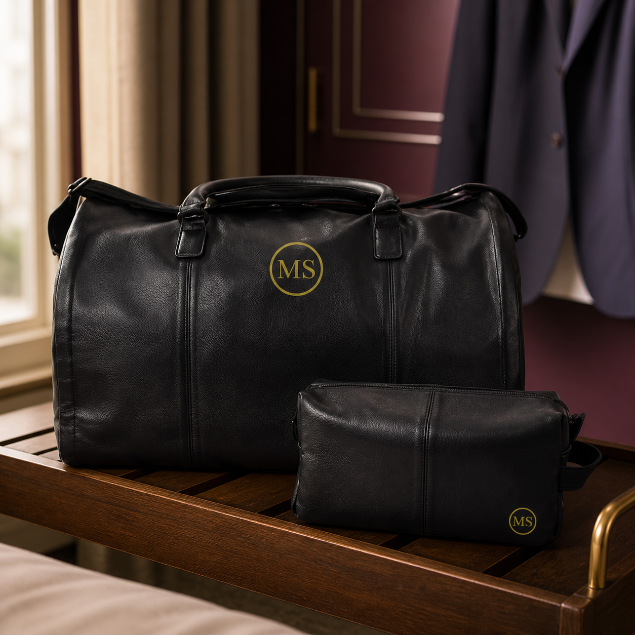 Personalised Weekender Garment Bag with Matching Wash Bag — 100% Vegan